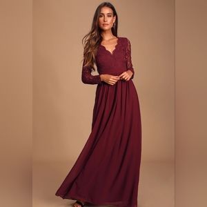 Burgundy Lace Formal Dress
